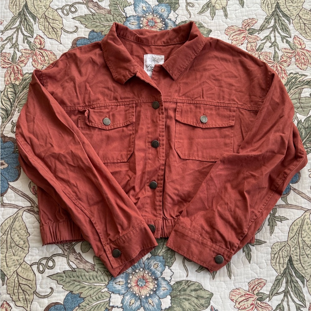 Forever Flower 100% Cotton Cropped Jacket